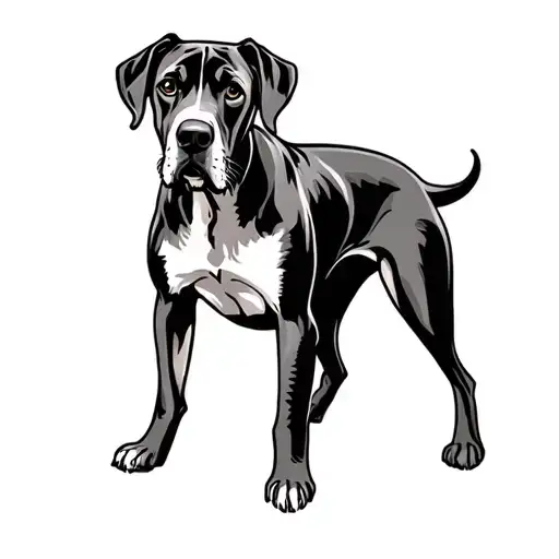 sailor jerry style great dane tattoo design idea