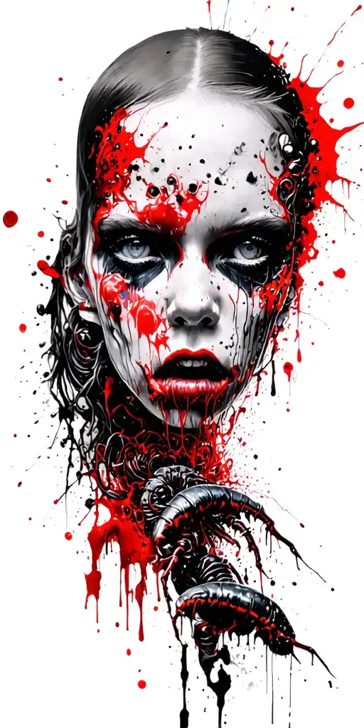 A stranger above, below the cocoon from which the face is crawling tattoo design idea