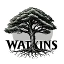 Tree tatoo with roots spelling WATKINS, one branch spelling Juniper, another branch spelling Cypress and a third branch  tattoo design idea