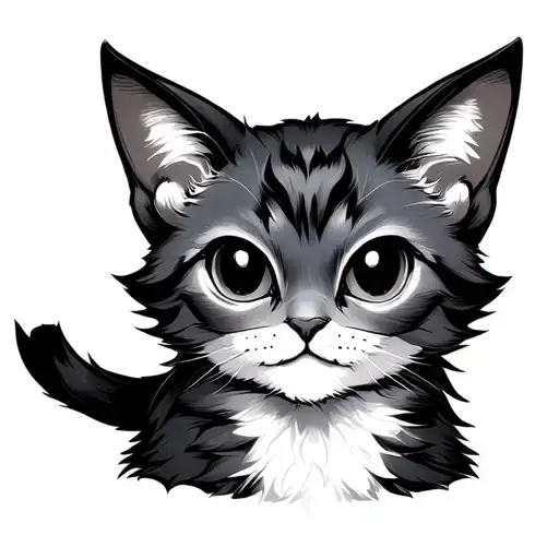 Demonic cute cat tattoo design idea