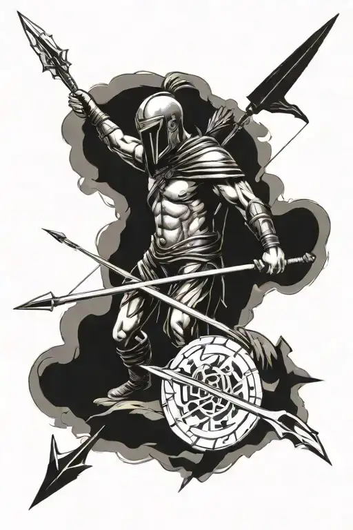 Sparta getting hit with arrows   tattoo design idea