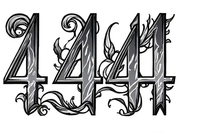 nunber 4444 in greeg numeric tattoo design idea