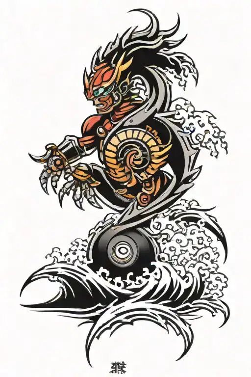 wave and mecha cyber tribal tattoo tattoo design idea