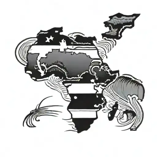 outline of Africa with small heart shape over Liberia tattoo design idea