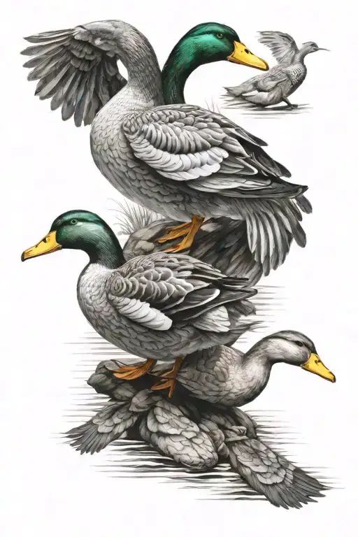duck, duck, and a goose being silly tattoo design idea