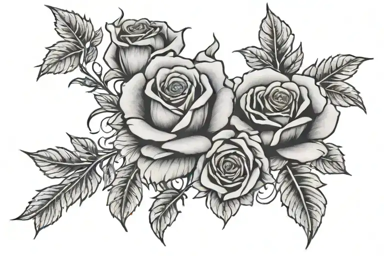 Roses with negative space cross tattoo design idea