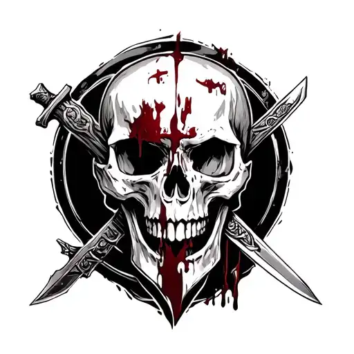 Make it like his with out copying his I want bloody skull with sword through it  with warriors and a cross with like Māo tattoo design idea