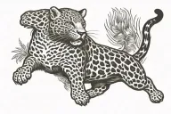 a leopard leaping while running tattoo design idea