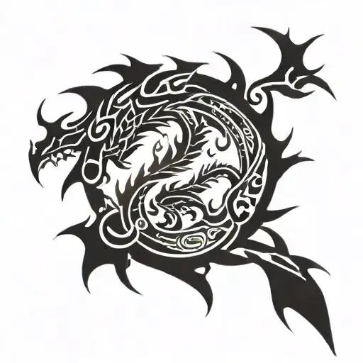 dragon breathing fire tattoo design idea