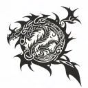 dragon breathing fire tattoo design idea
