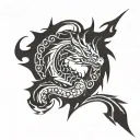 dragon breathing fire tattoo design idea