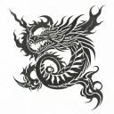 dragon breathing fire tattoo design idea