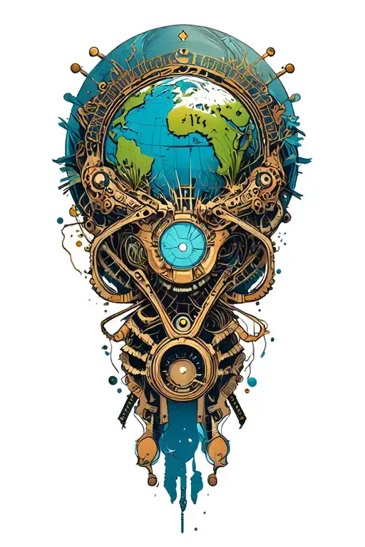 world travel tattoo design idea