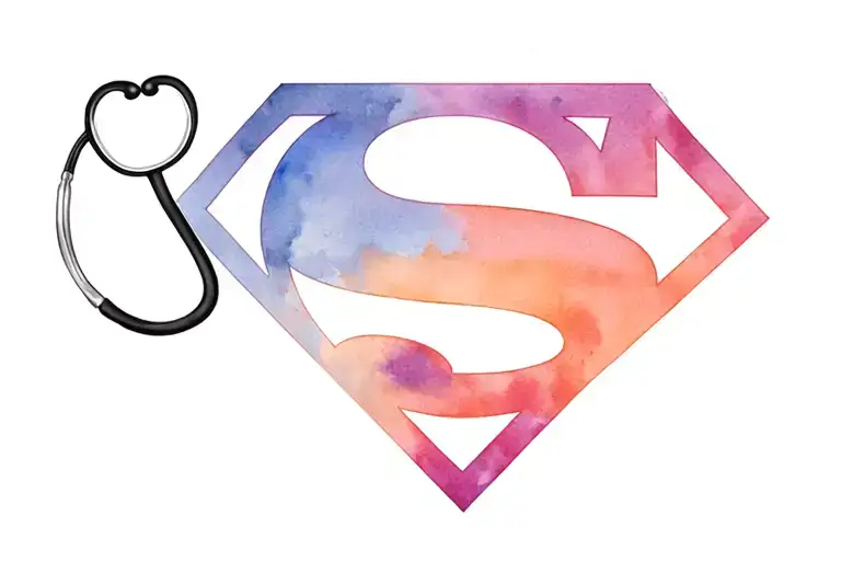 superman logo with stethoscope tattoo design idea