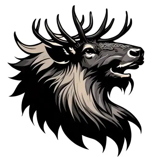 celtic elk side head profile tattoo design idea