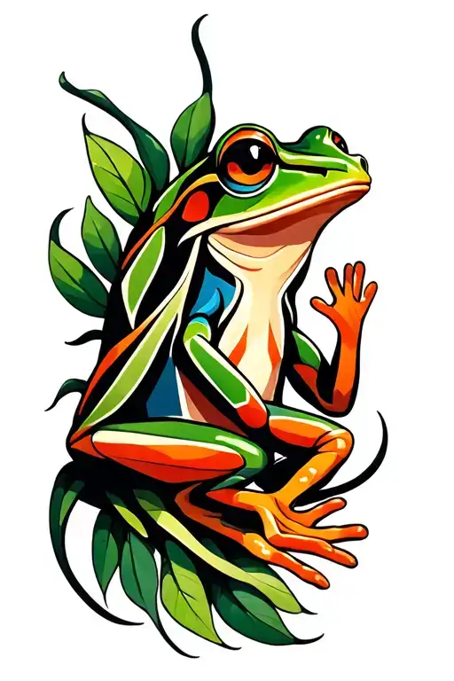 Ayahuasca vine entwined, kambo frog tattoo design idea