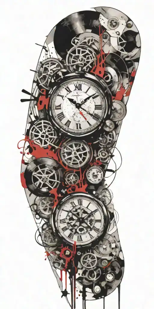 time and travel tattoo design idea