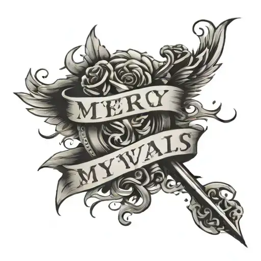 the words my mercy prevails over my wrath  tattoo design idea