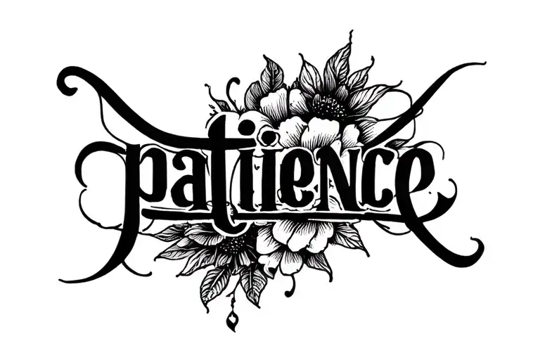 "patience" text tattoo tattoo design idea