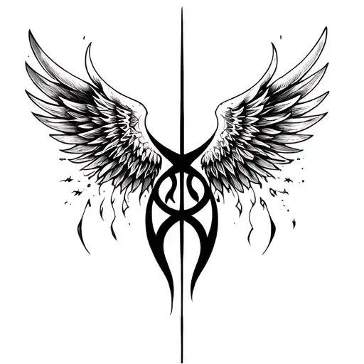 Cyber sigil tattoo design big wings tattoo design idea