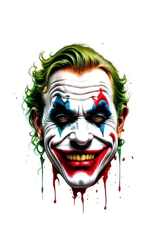 Joker and smile now cry later mask tattoo design idea