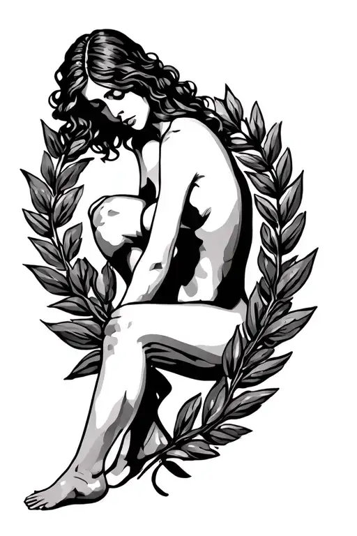 laurel wreath on my knees tattoo design idea