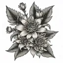 jonquil honeysuckle aster flower bouquet tattoo design idea