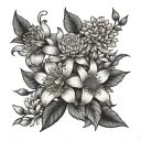 jonquil honeysuckle aster flower bouquet tattoo design idea