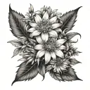 jonquil honeysuckle aster flower bouquet tattoo design idea