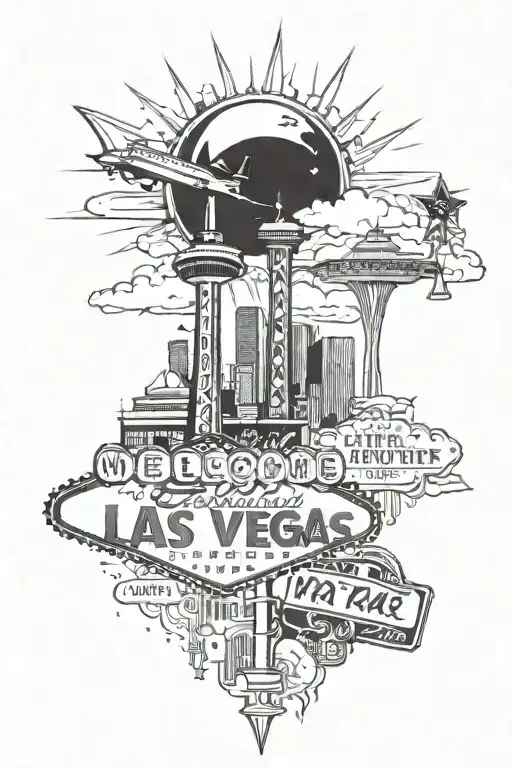 las vegas and seattle sky line tattoo design idea