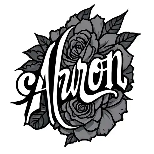 coverup of script saying Aaron  tattoo design idea