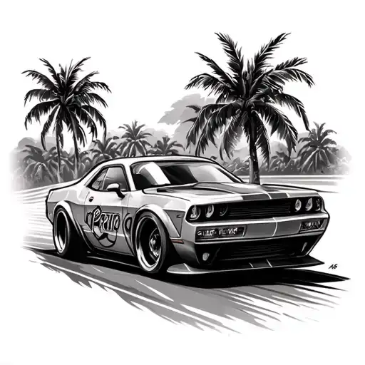 Puerto Rico street racing car speeding tattoo design idea