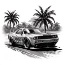 Puerto Rico street racing car speeding tattoo design idea