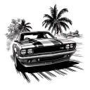 Puerto Rico street racing car speeding tattoo design idea