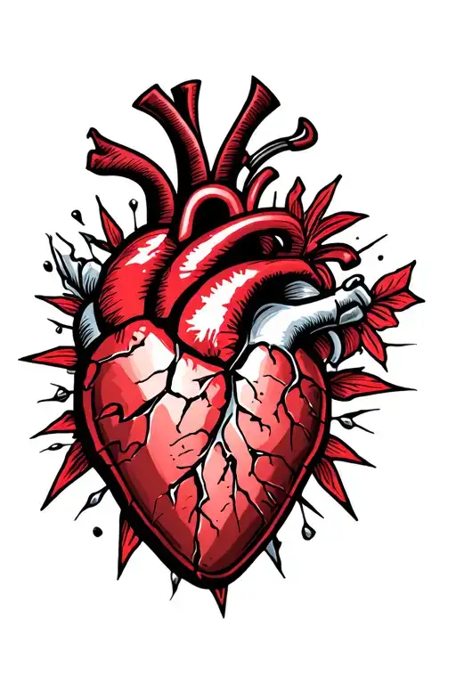 shattered heart tattoo design idea