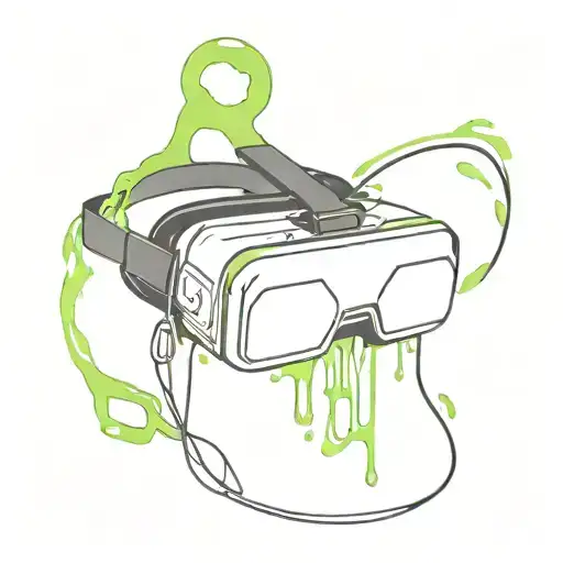 black vr headset with lime green slime dripping tattoo design idea