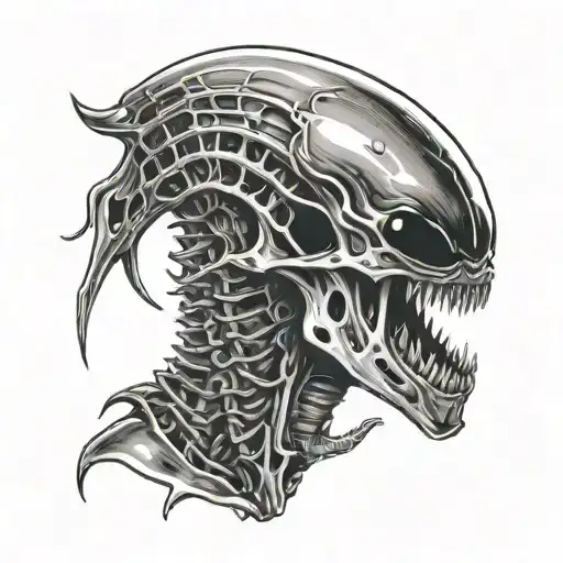 xenomorph Alien UFO tattoo design idea