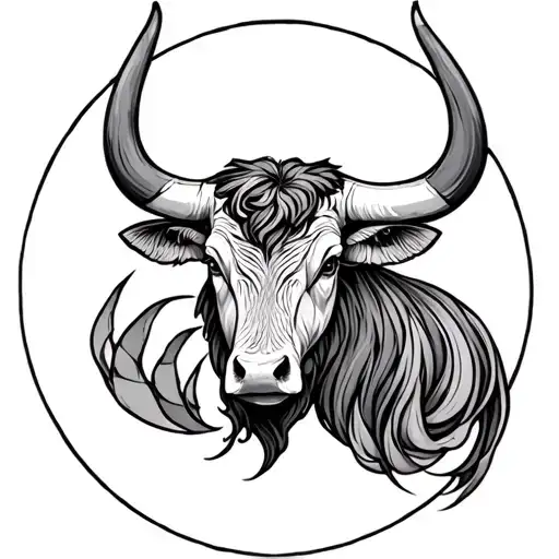Ox and libra zodiac sign tattoo design idea