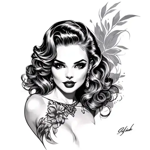 modern pin up girl tattoo design idea