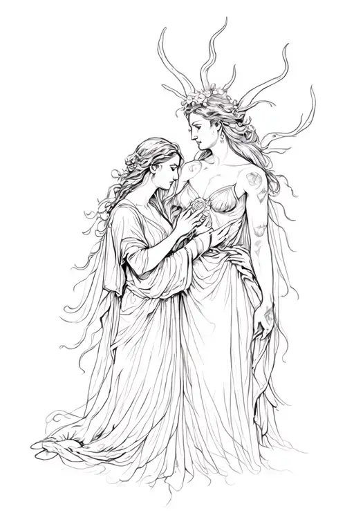 hades and persephone tattoo design idea