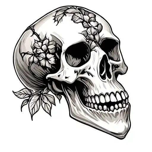 skull fused with heart tattoo design idea