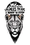 "And miles to go before I sleep" forest scene with a lioness  tattoo design idea