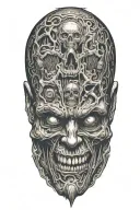 a combination of horror movie objects tattoo design idea