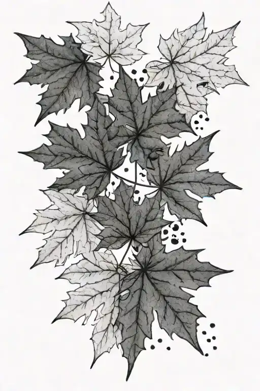 maple leaves in a 11 per 4cm black rectangle, some leaves can go out of the rectangle for few millimeters  tattoo design idea