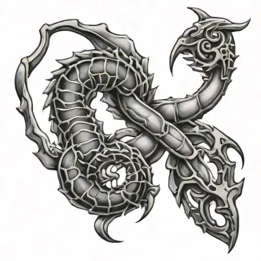 scorpio and libra zodiac signs intertwined tattoo design idea