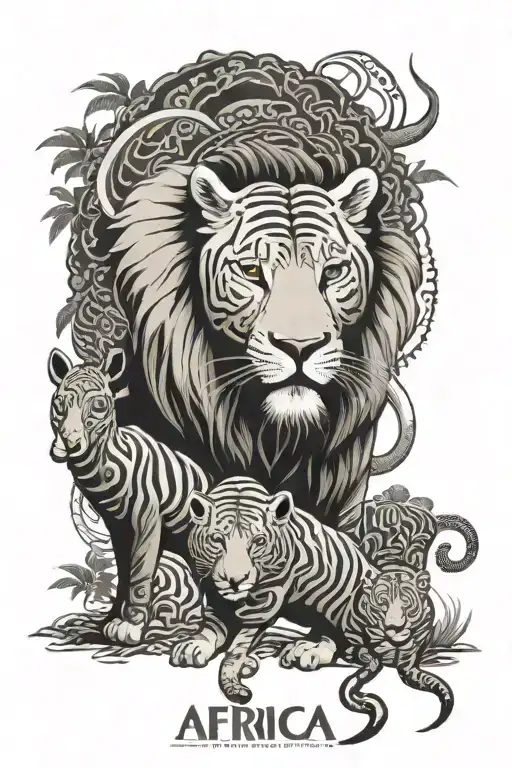 africa big five tattoo design idea