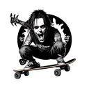 With skate boarding,rock bands like sum 41,linkin park,slipknot,alice in chain,pantera,system of a down,muse,nirvana,the tattoo design idea