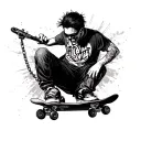 With skate boarding,rock bands like sum 41,linkin park,slipknot,alice in chain,pantera,system of a down,muse,nirvana,the tattoo design idea