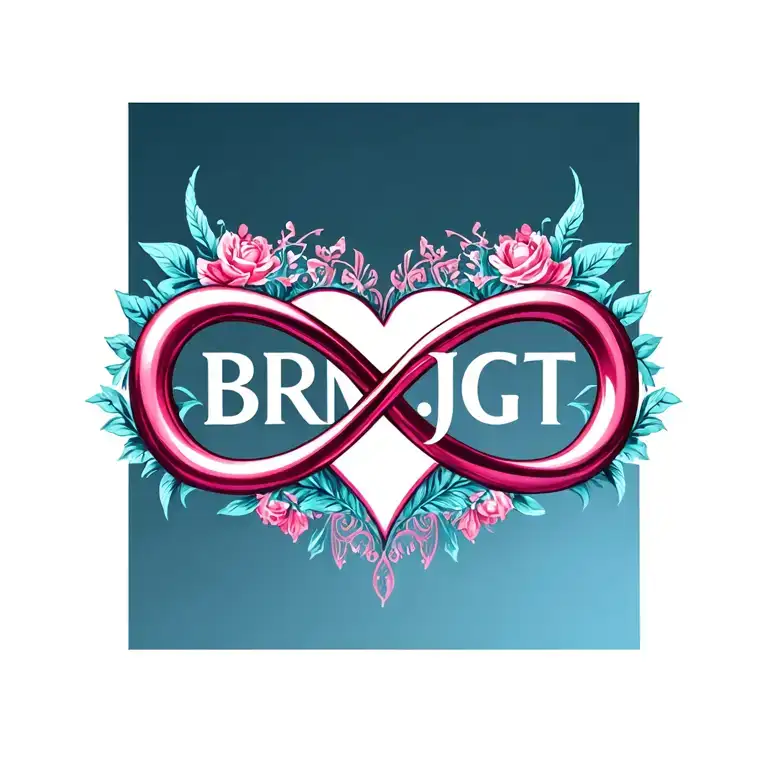"BRMJGT" "BRMJGT" "BRMJGT" "BRMJGT" "BRM JGT"  forming infinity symbol heart tattoo design idea
