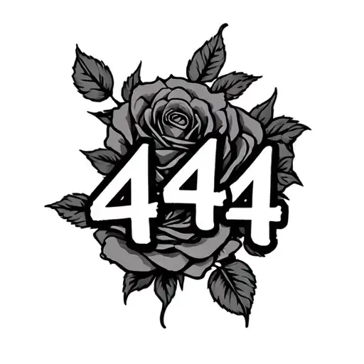 number 444 and roses tattoo design idea